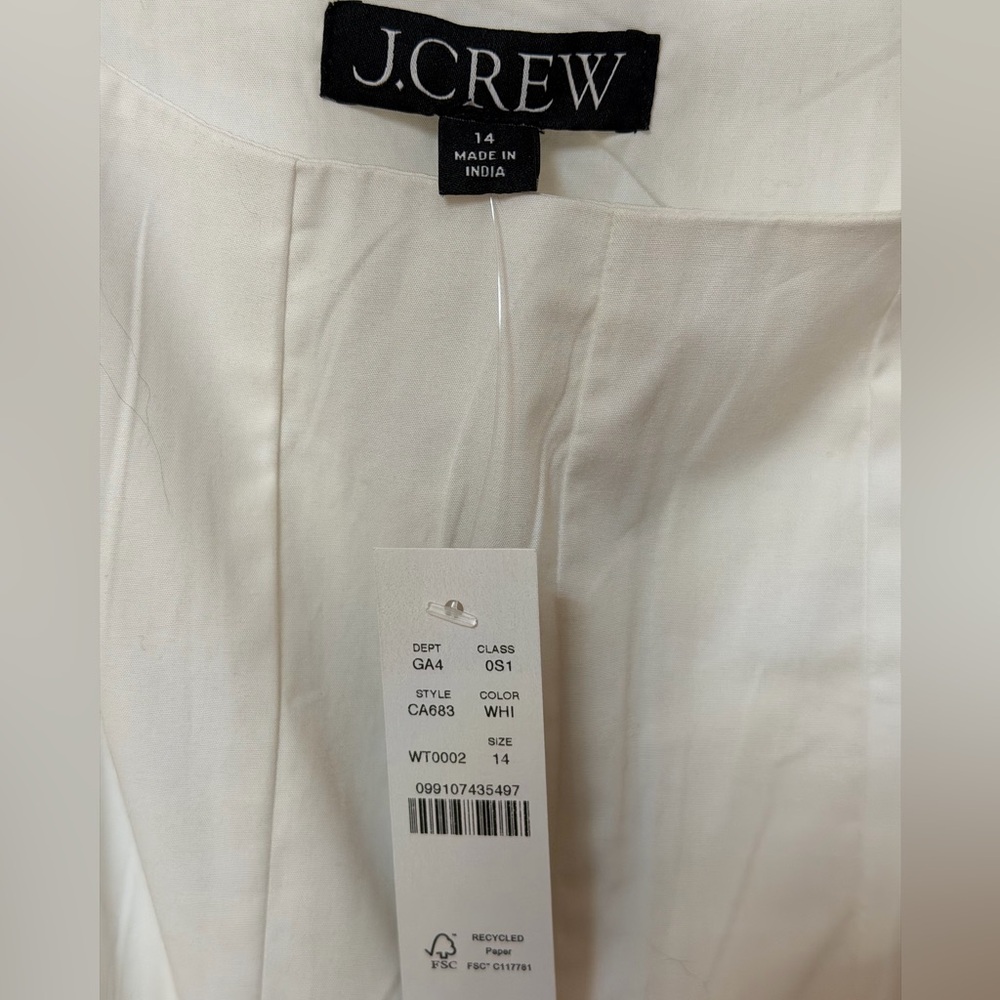 J. Crew Fit-and-flare white mini dress with rickrack trim Size 14 - Picture 4 of 4